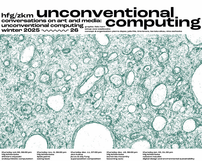 Key Visual "Conversations on Art and Media: Unconventional Computing" Vortragsreihe Wintersemester 2025/26