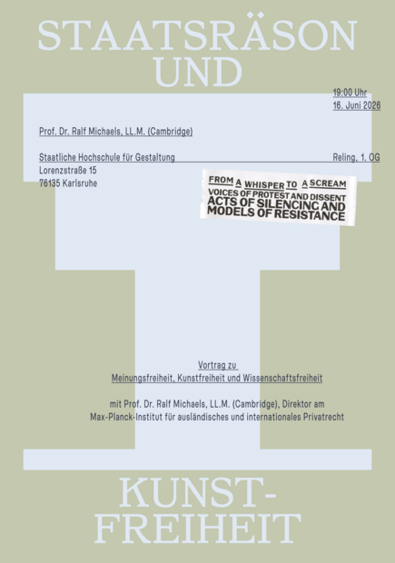 Visual: Staatsräson und Kunstfreiheit: Vortrag von Ralf Michaels