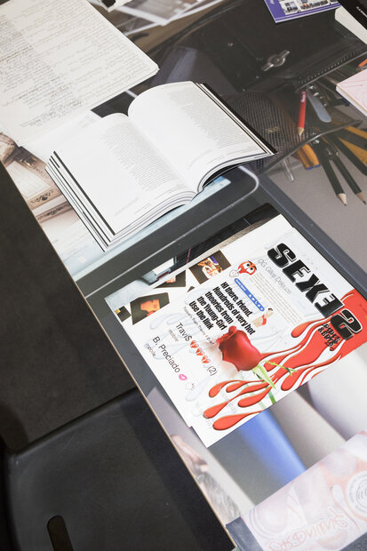 Druck auf Tischplatte, 2 x 130 x 150cm; Video, 15min, HD; Publikation „The Project of Organization Head of State‘s Professional Department of Visual Services and the Conception of First Couple‘s Presentation“. Künstlerin: Karolina Sobel