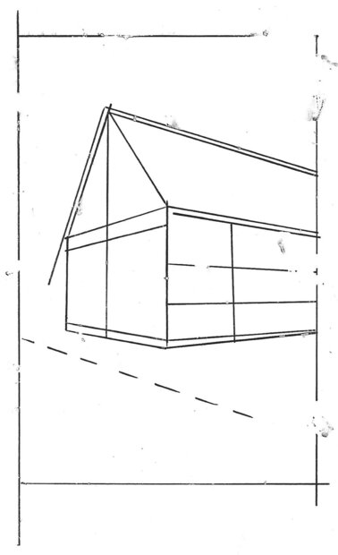 Perspektivhelfer im fotografischen Arbeitsprozess der Arbeit Eindruck einer friedlichen und geruhsamen Ansiedlung