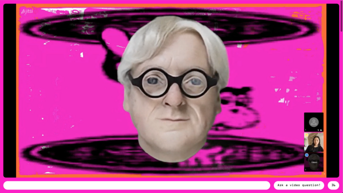 Screenshot des Interviews von Gilbert Adair mit Mindy Seu live auf kohlswat.studio.