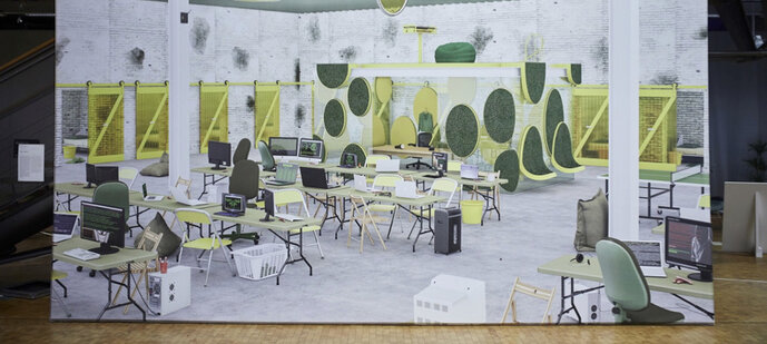 Kunstwerk der Ausstellung Open Codes, 2018 (Ausschnitt), Shawn Maximo: Open Doors (2017)