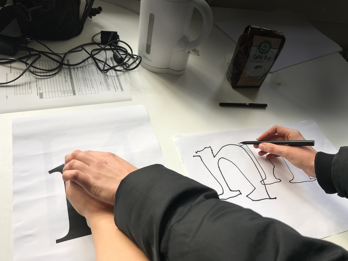 Erstellung der Buchstaben durch einen Kopiervorgang